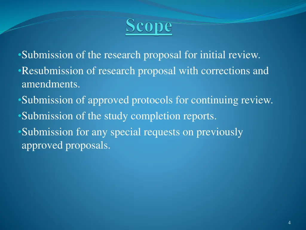 submission of the research proposal for initial