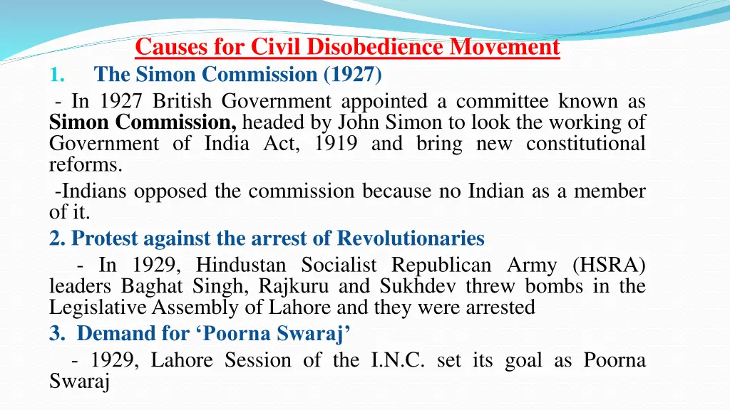 causes for civil disobedience movement the simon