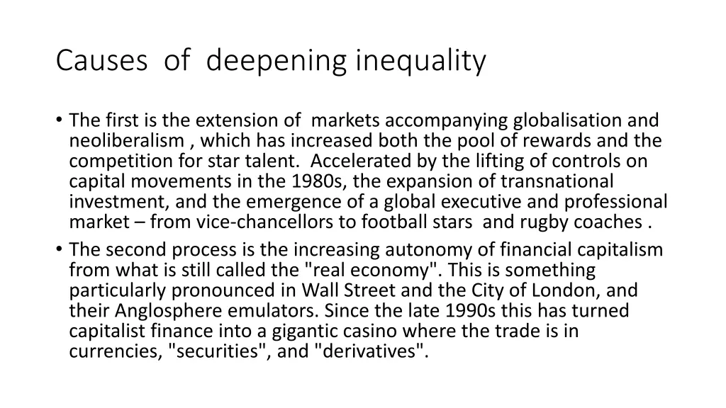causes of deepening inequality