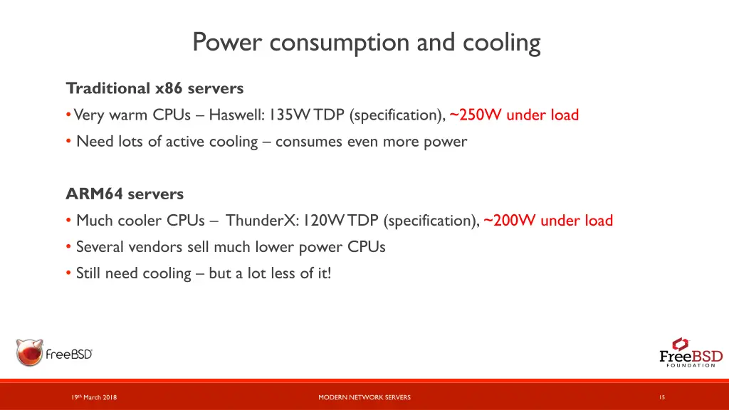 power consumption and cooling