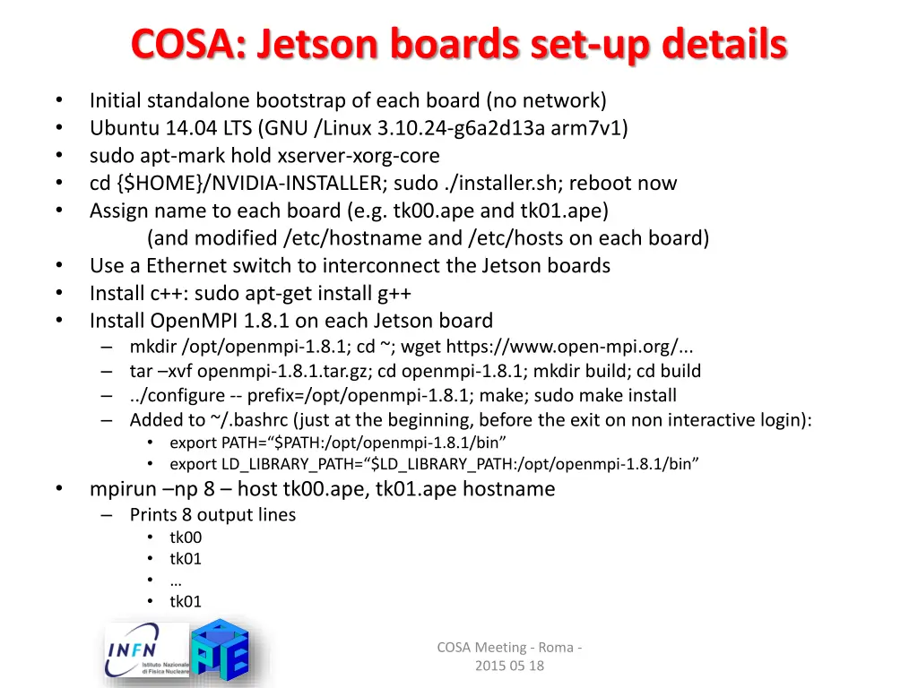 cosa jetson boards set up details