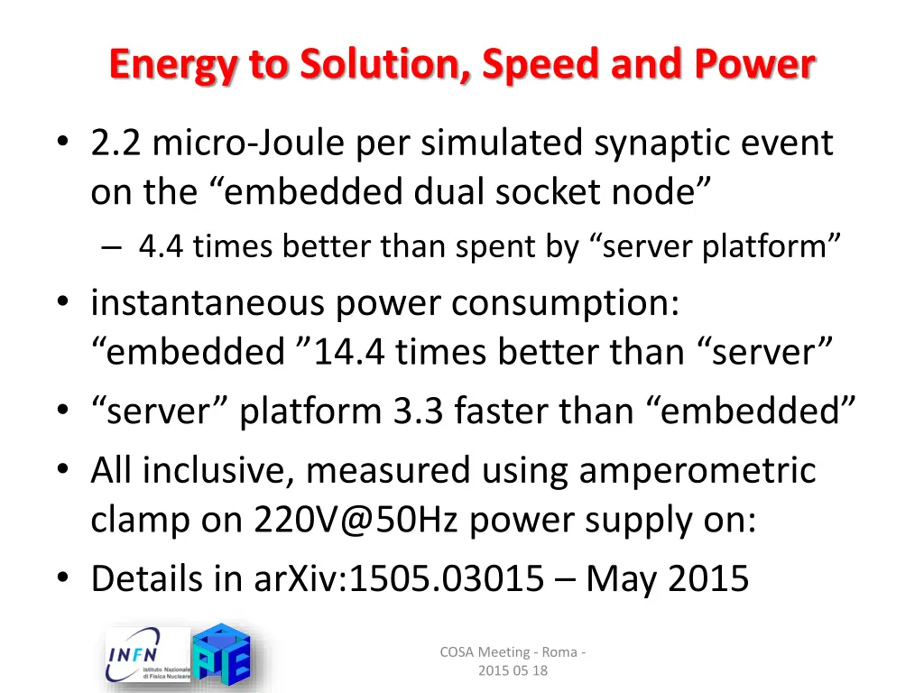 energy to solution speed and power