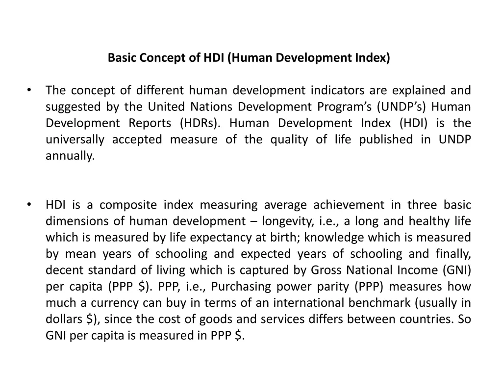 basic concept of hdi human development index