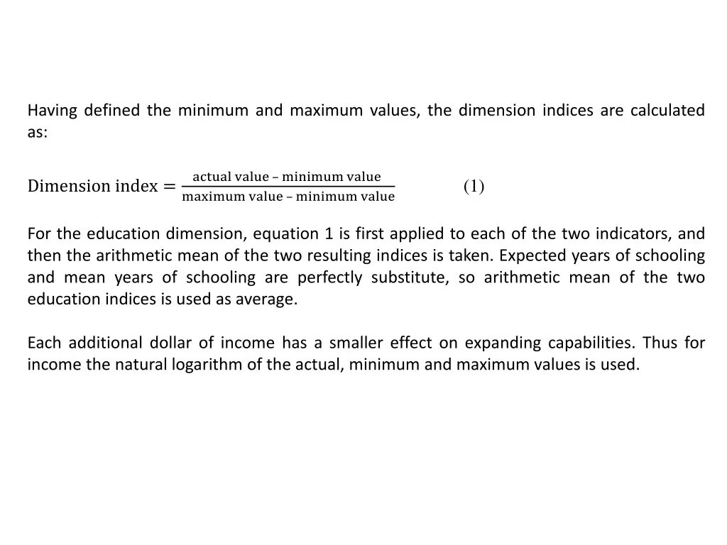having defined the minimum and maximum values