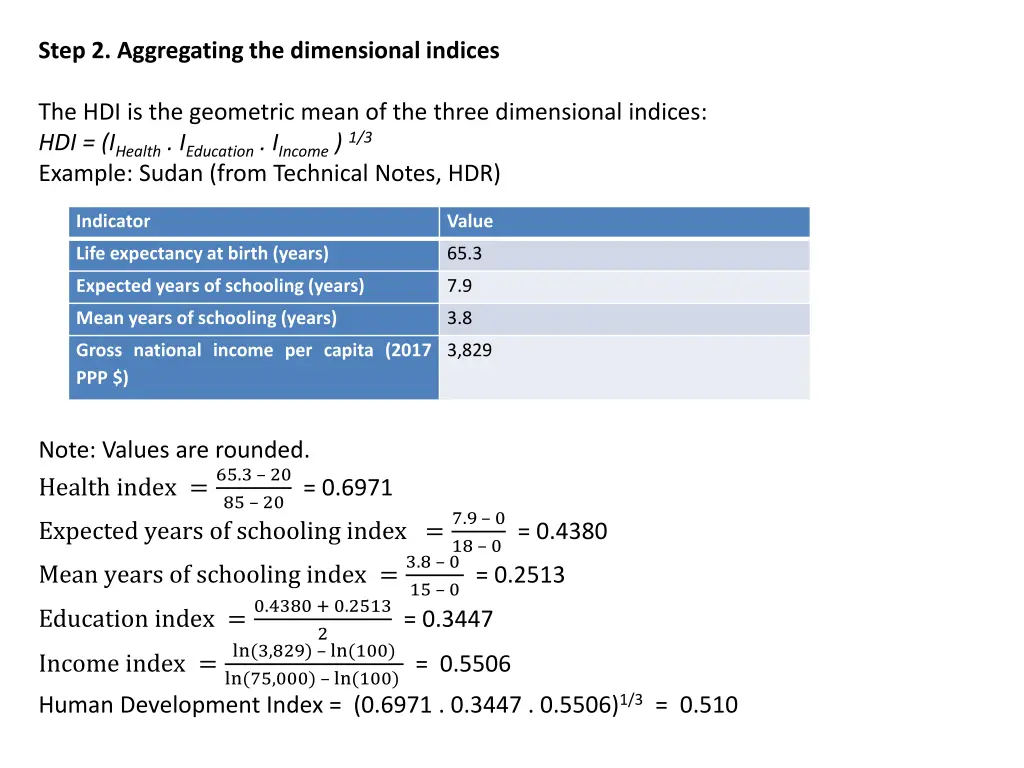 step 2 aggregating the dimensional indices