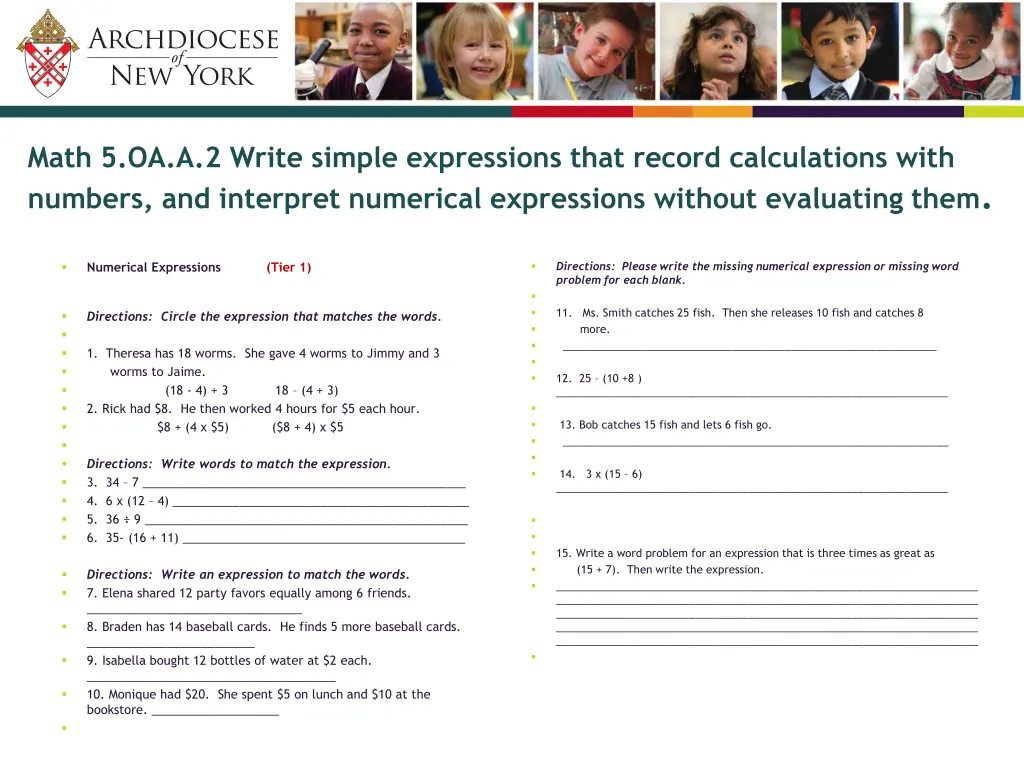 math 5 oa a 2 write simple expressions that