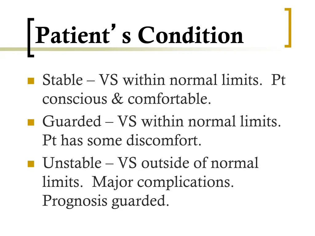 patient s condition