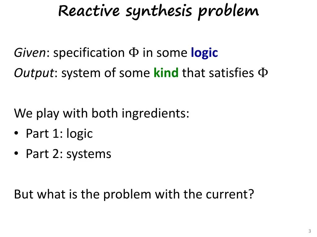 reactive synthesis problem