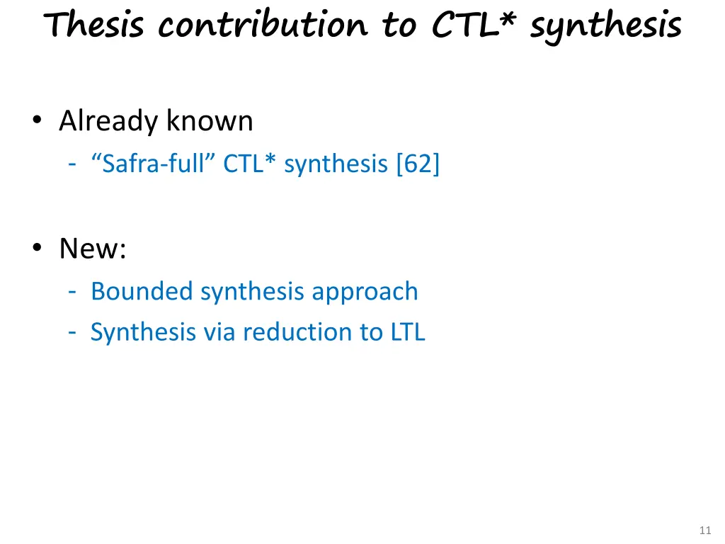 thesis contribution to ctl synthesis