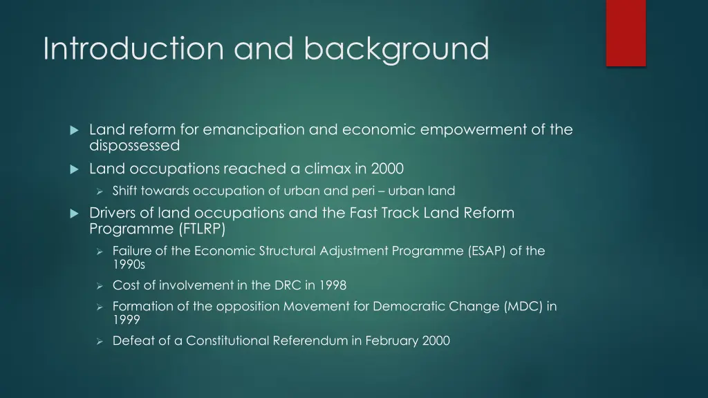 introduction and background