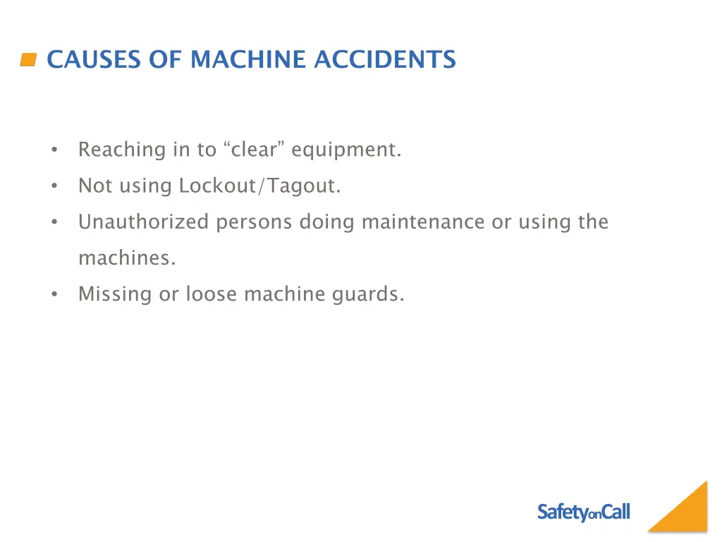 causes of machine accidents