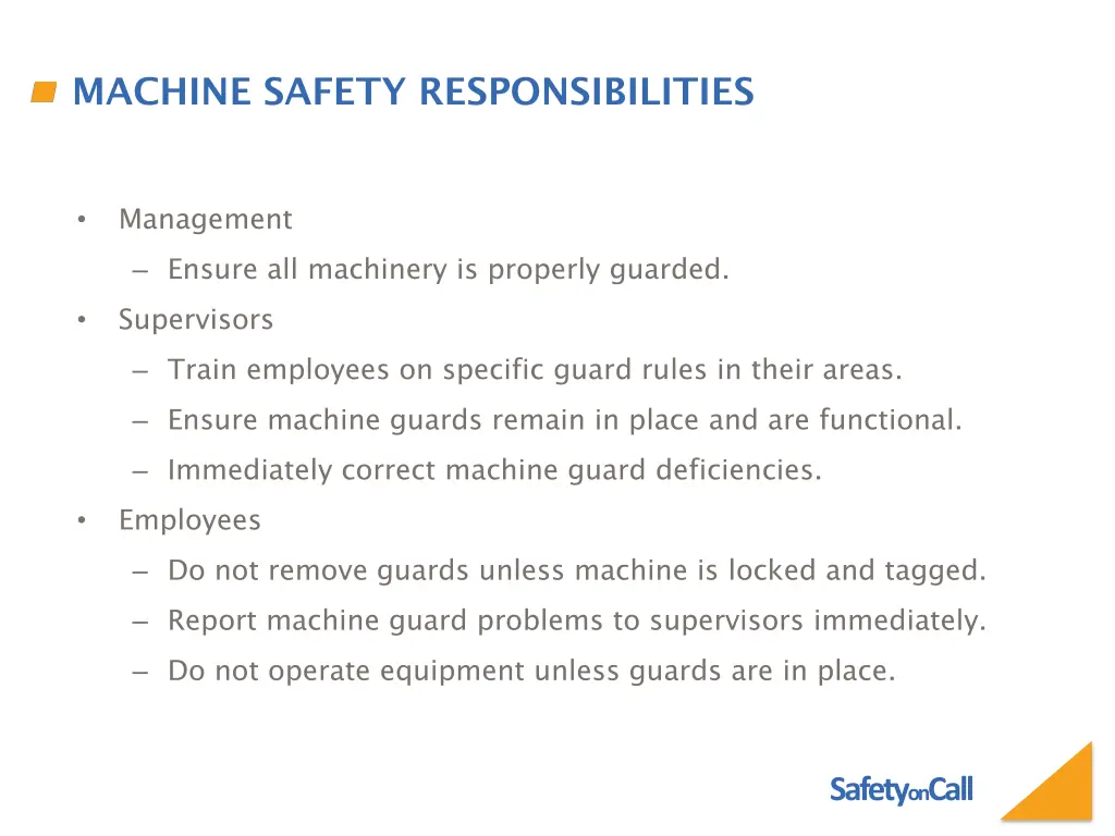 machine safety responsibilities