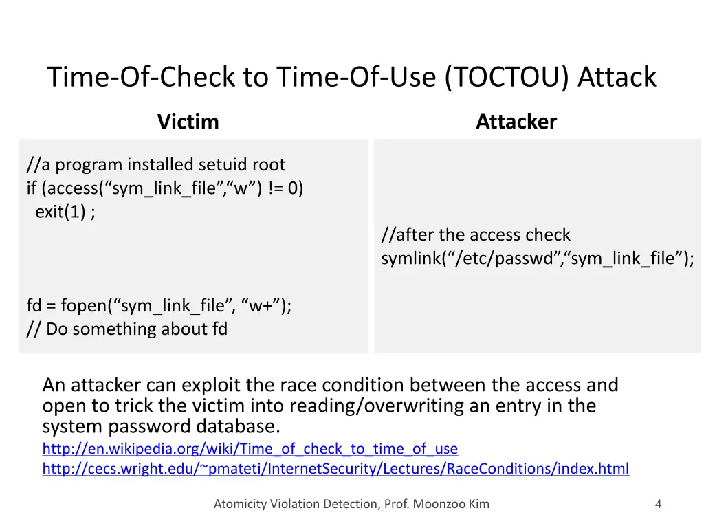 time of check to time of use toctou attack