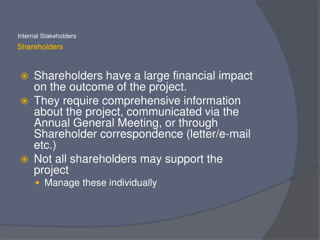internal stakeholders