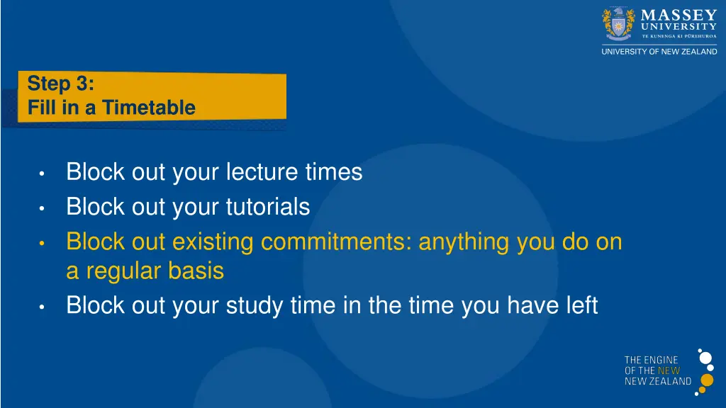 step 3 fill in a timetable