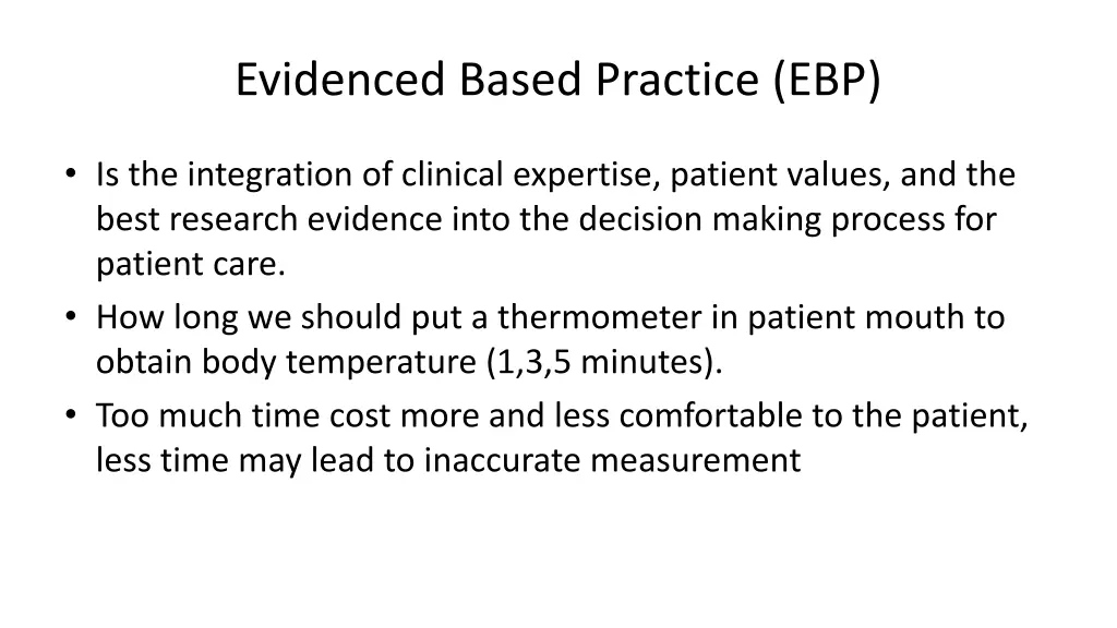 evidenced based practice ebp