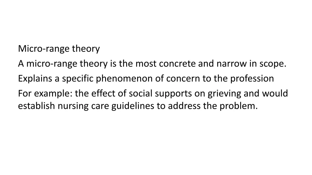 micro range theory a micro range theory