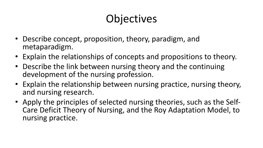 objectives