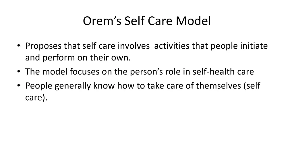 orem s self care model