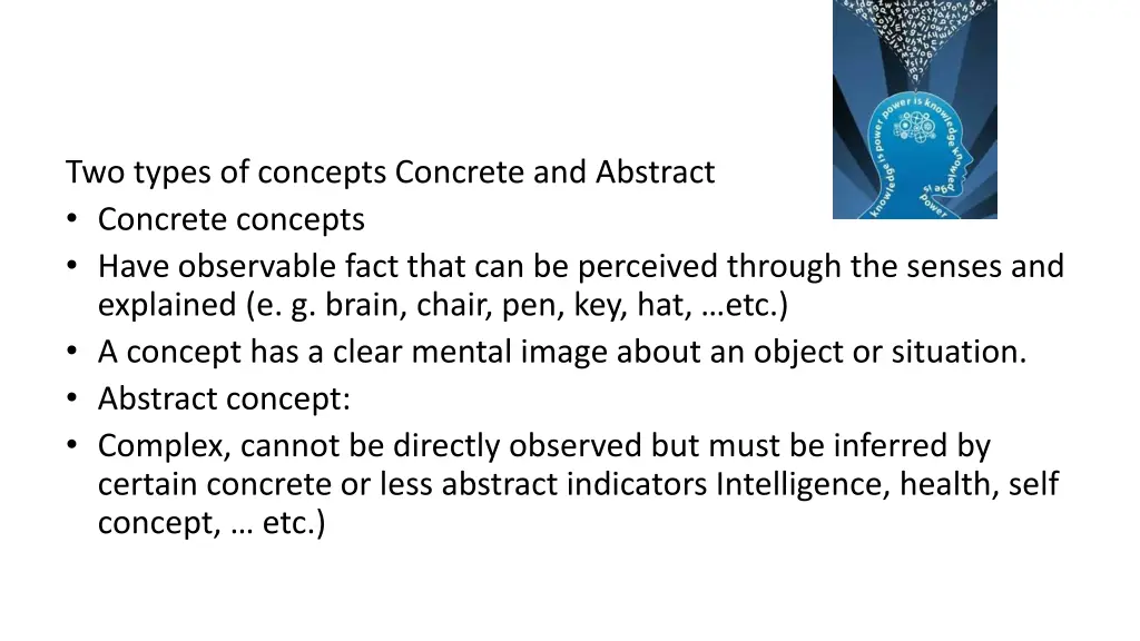 two types of concepts concrete and abstract
