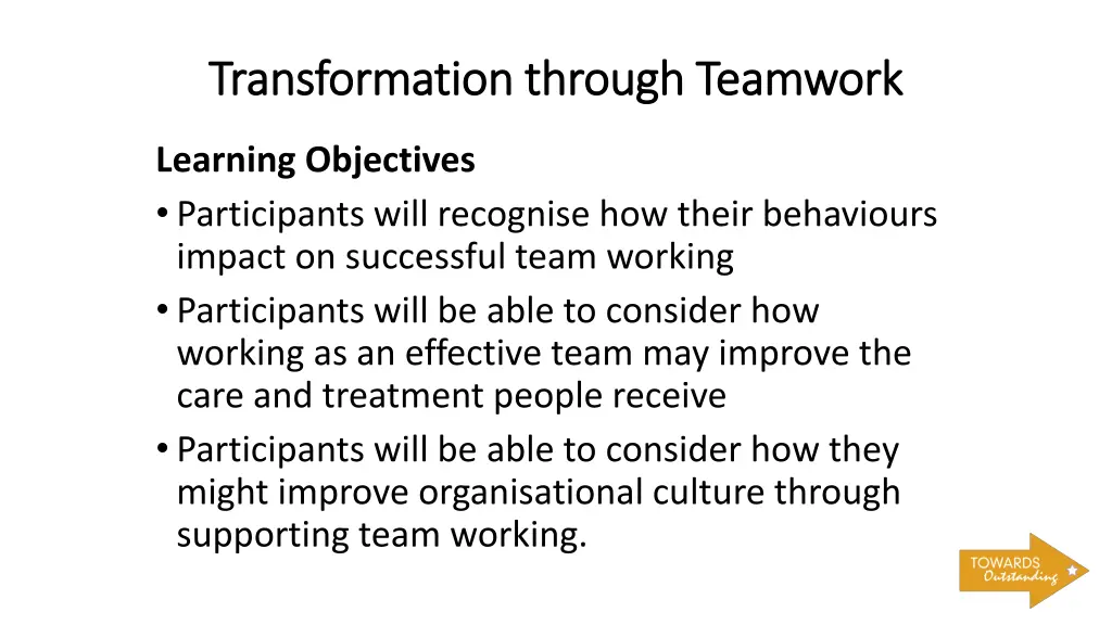 transformation through teamwork transformation