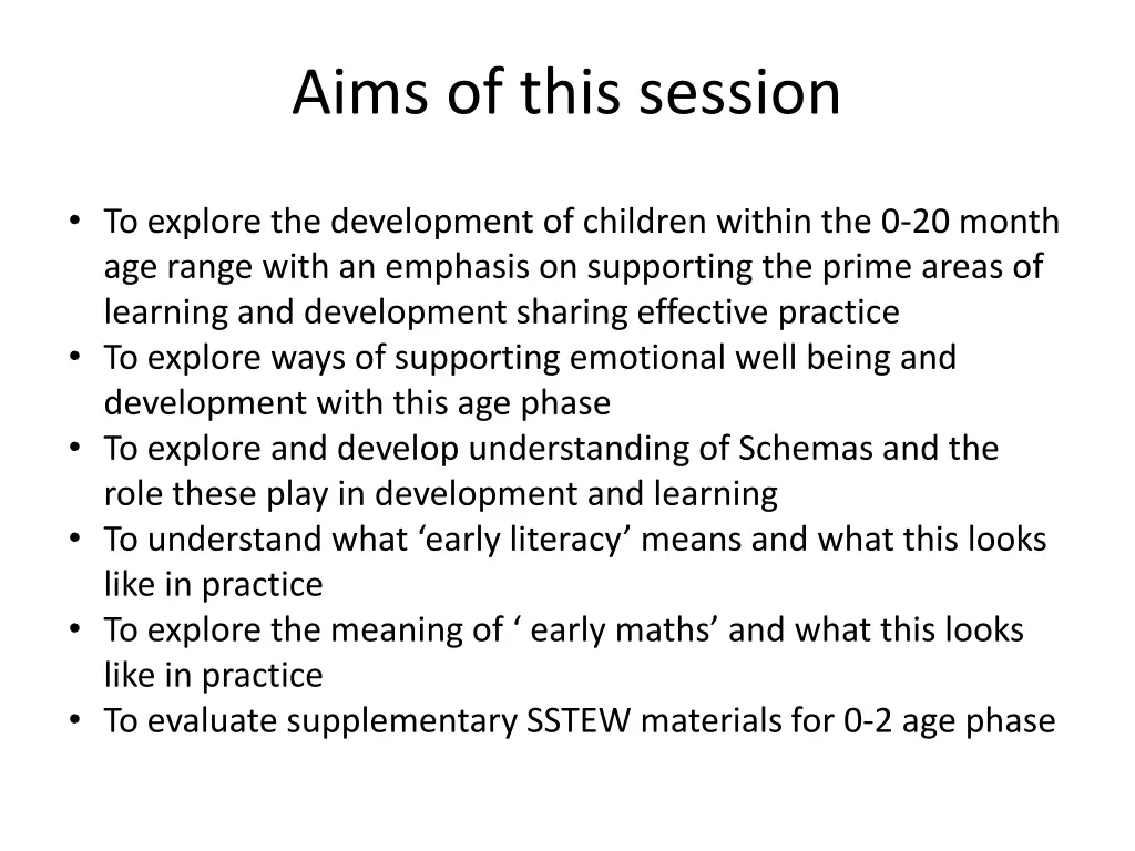 aims of this session