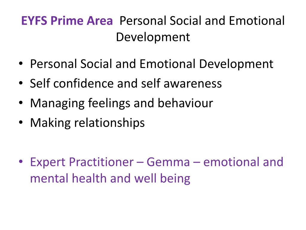 eyfs prime area personal social and emotional
