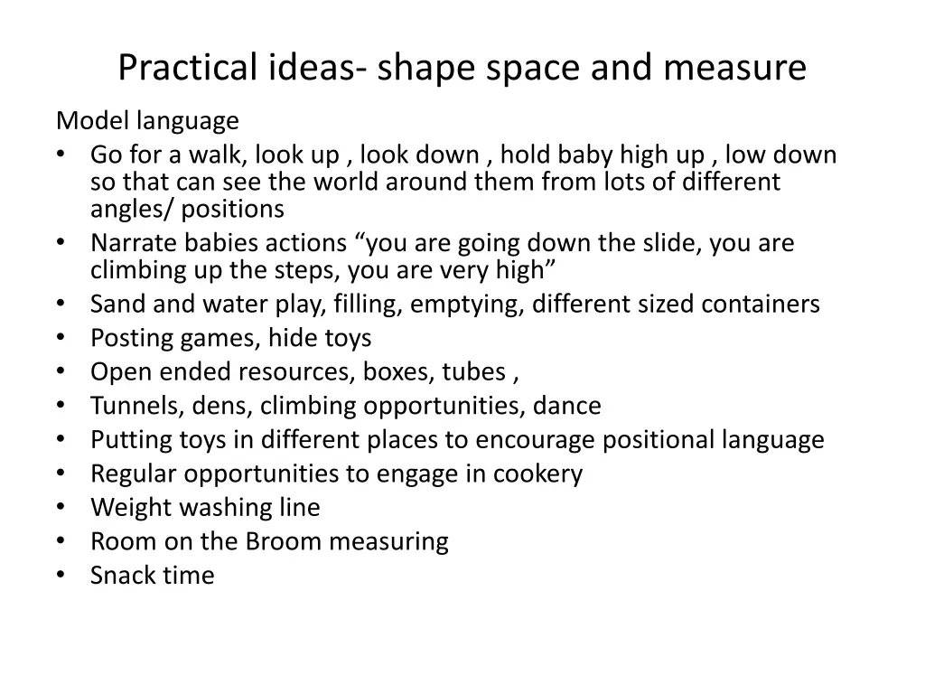 practical ideas shape space and measure