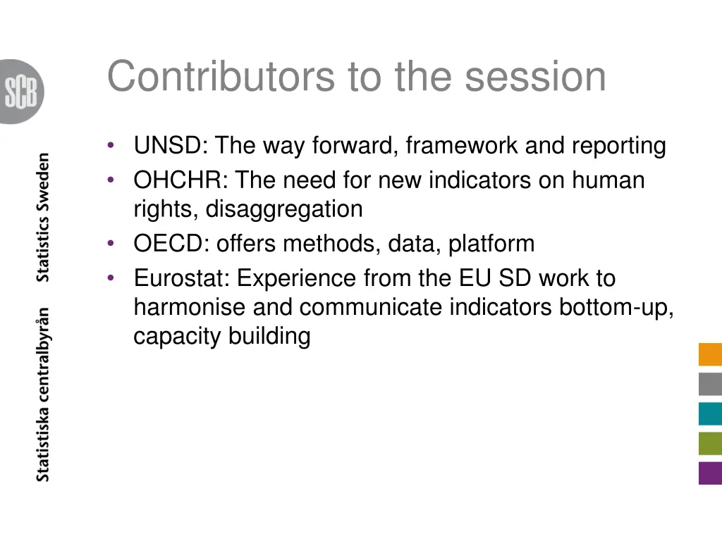 contributors to the session