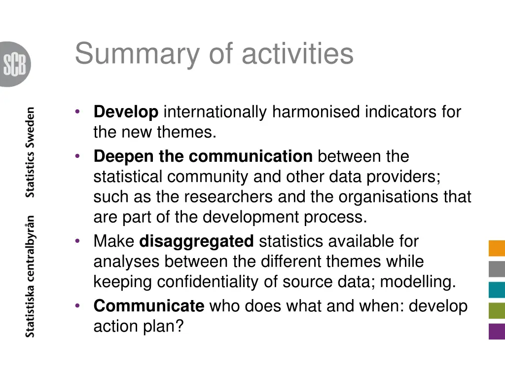 summary of activities