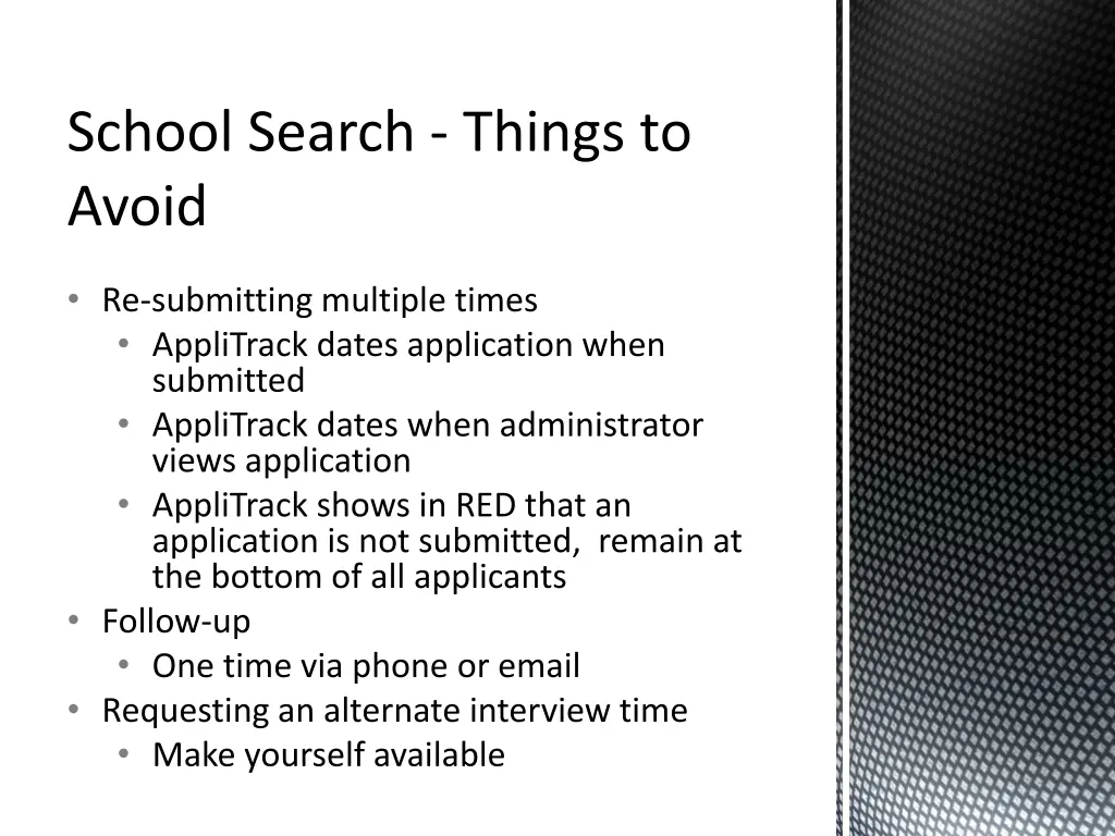 school search things to avoid