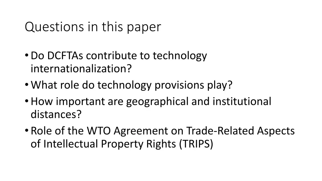 questions in this paper