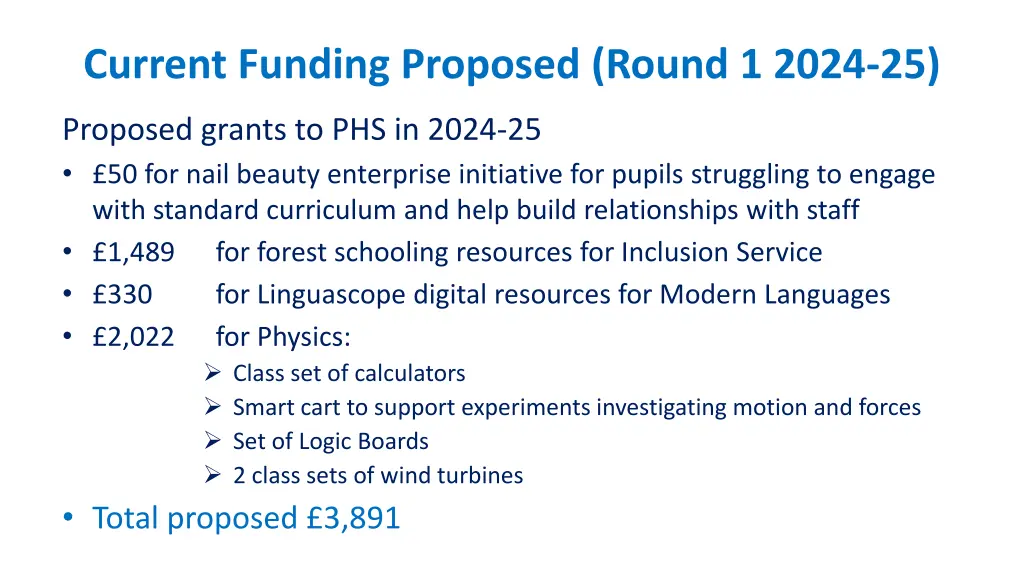 current funding proposed round 1 2024 25