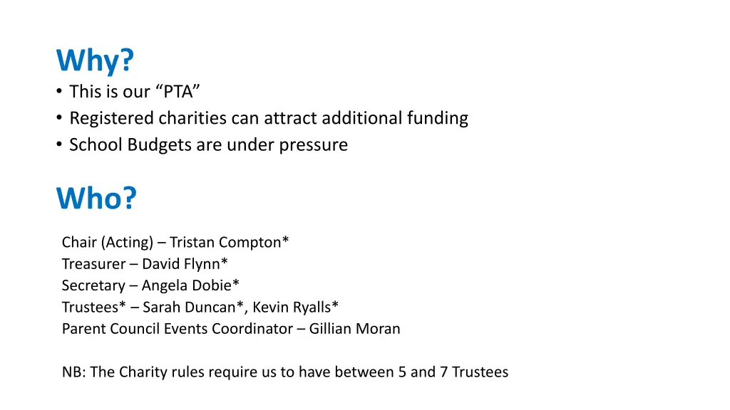 why this is our pta registered charities