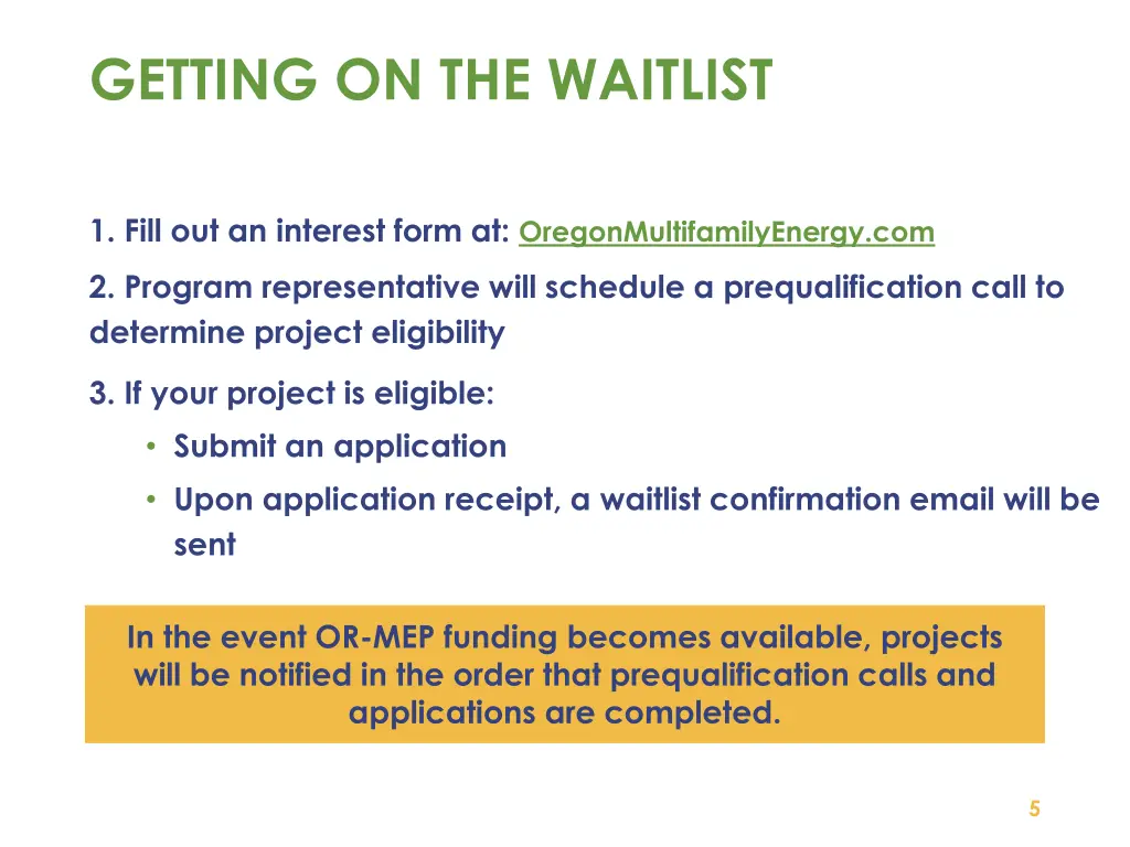 getting on the waitlist