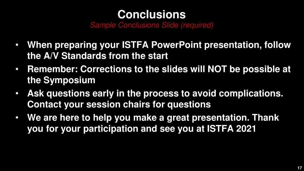 conclusions sample conclusions slide required
