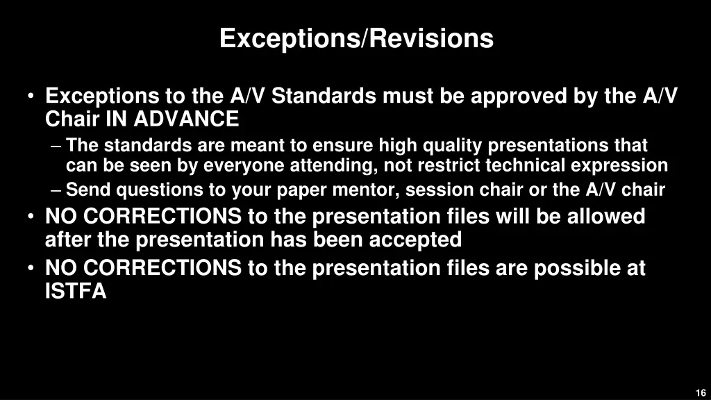 exceptions revisions