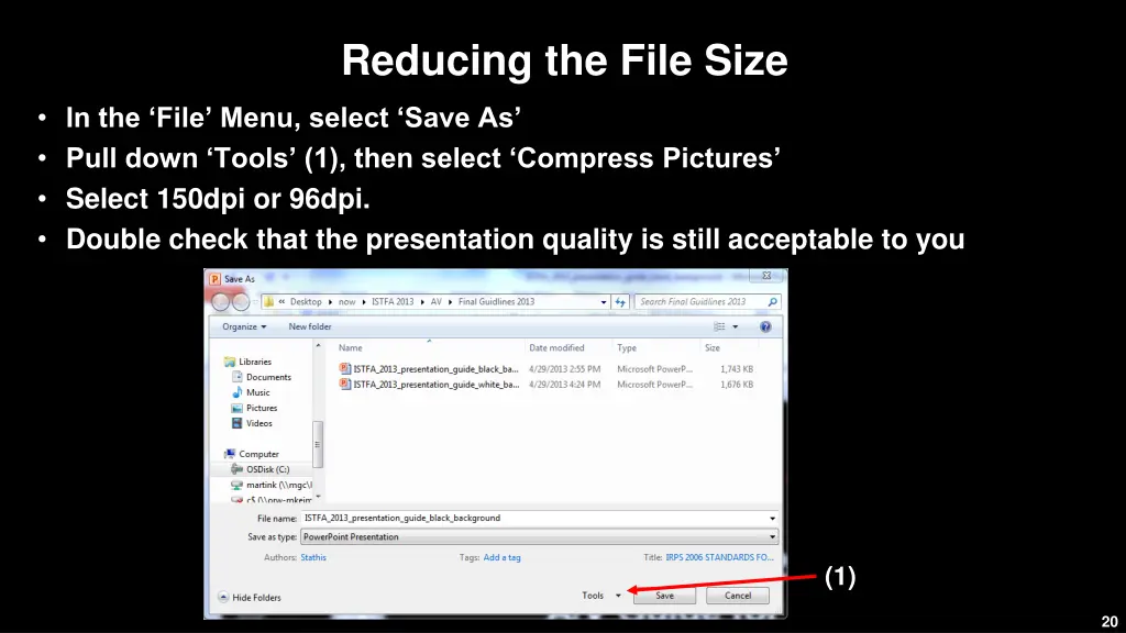 reducing the file size