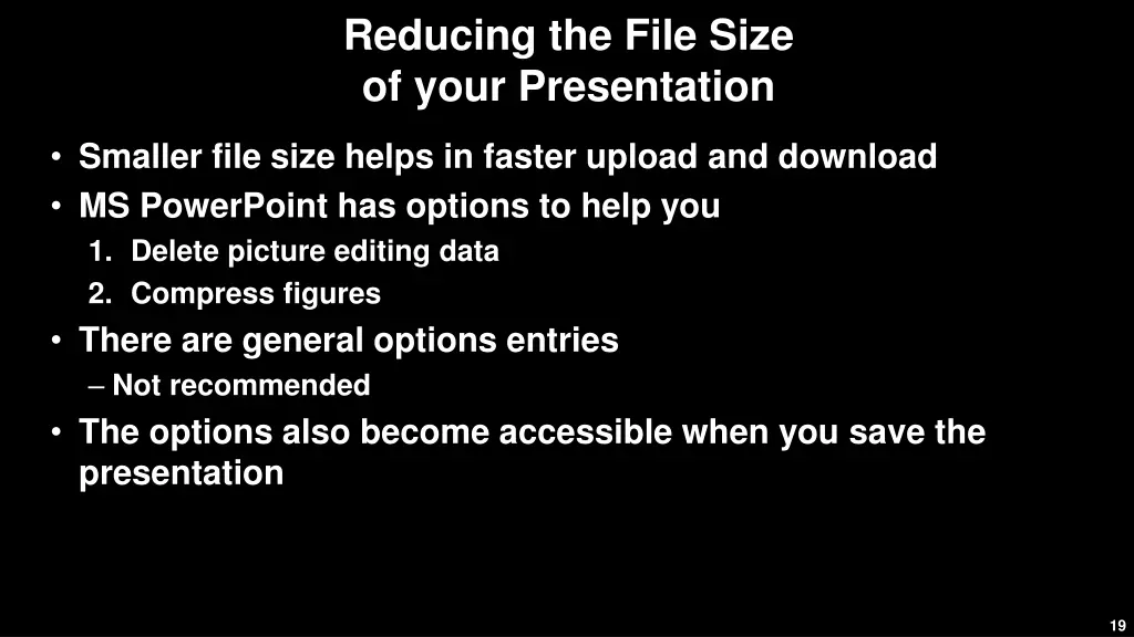reducing the file size of your presentation