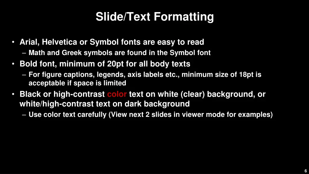 slide text formatting