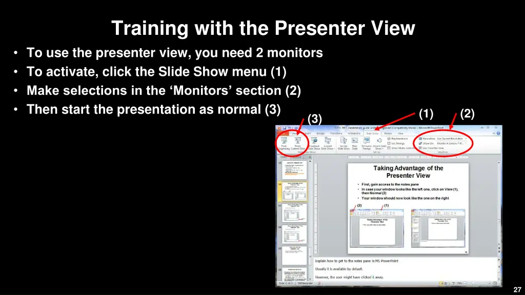 training with the presenter view