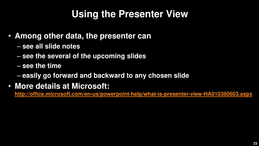 using the presenter view 1