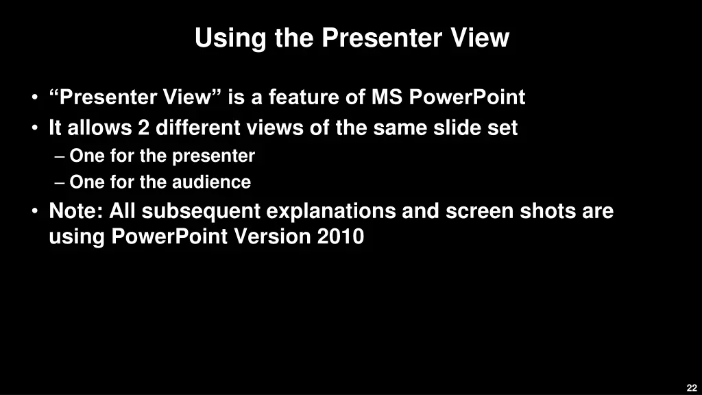 using the presenter view