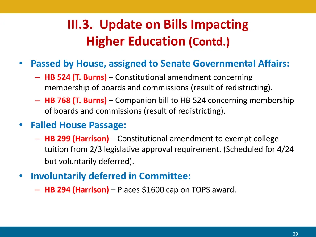 iii 3 update on bills impacting higher education 1