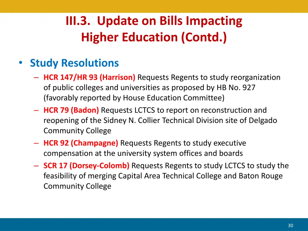 iii 3 update on bills impacting higher education 2