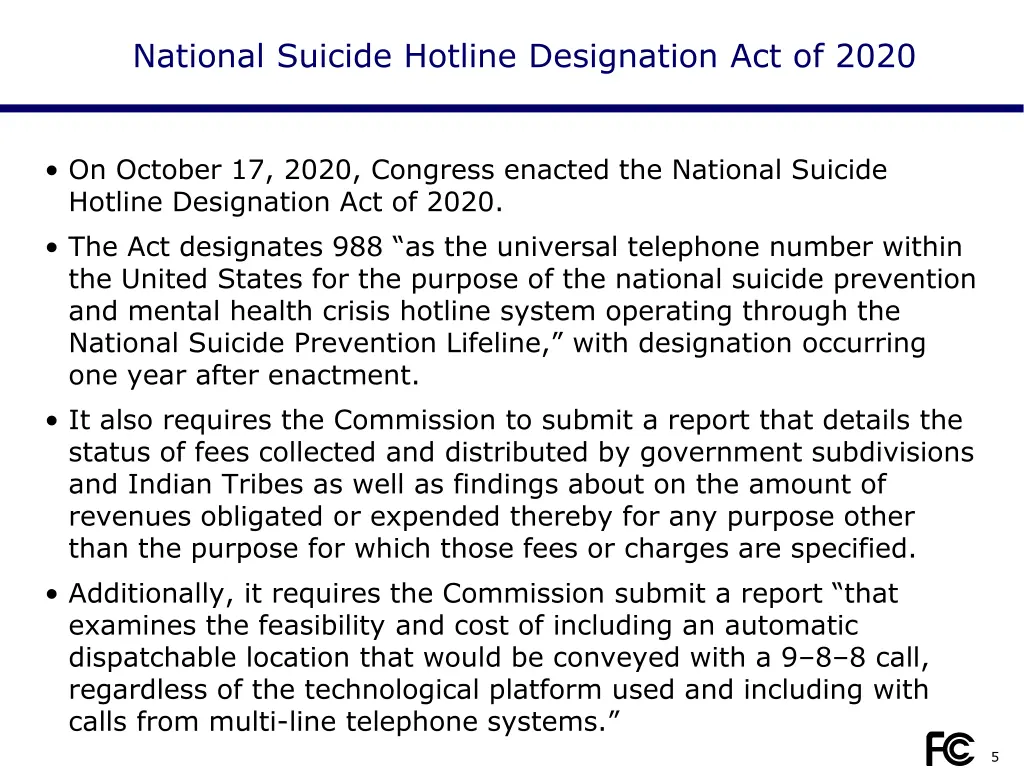 national suicide hotline designation act of 2020