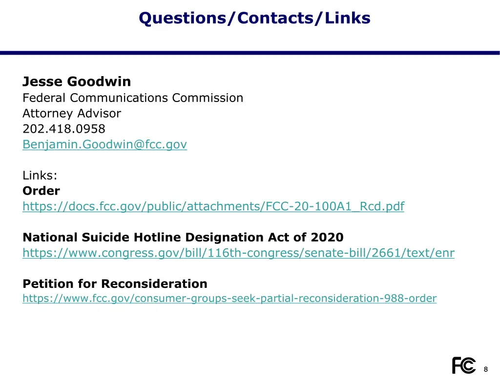 questions contacts links