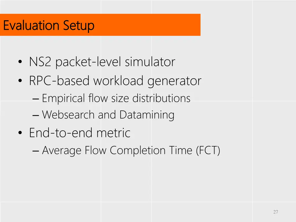 evaluation setup evaluation setup