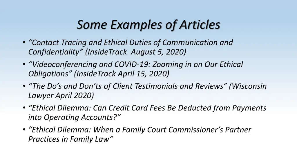 some examples of articles