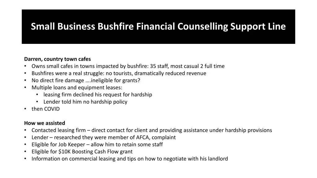 small business bushfire financial counselling 1